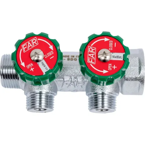 Коллектор FAR FK 3821 3412 регулирующий проходной ВР-НР 3/4"х1/2" с 2 отводами