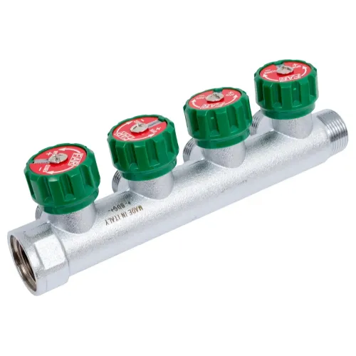 Коллектор FAR FK 3824 3412 регулирующий проходной ВР-НР 3/4"х1/2" с 4 отводами