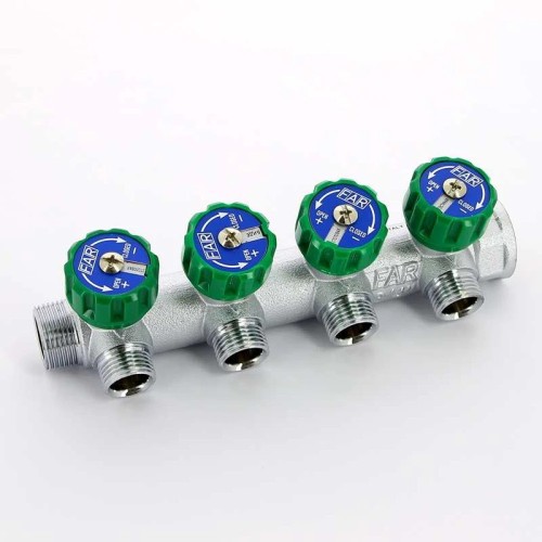 Коллектор FAR FK 3824 3412 регулирующий проходной ВР-НР 3/4"х1/2" с 4 отводами