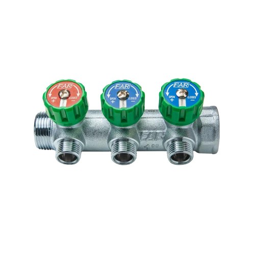 Коллектор FAR FK 3822 3412 регулирующий проходной ВР-НР 3/4"х1/2" с 3 отводами