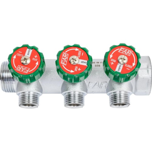 Коллектор FAR FK 3822 3412 регулирующий проходной ВР-НР 3/4"х1/2" с 3 отводами