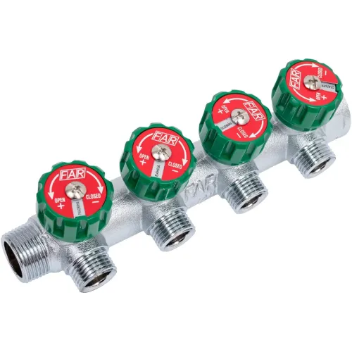Коллектор FAR FK 3822 3412 регулирующий проходной ВР-НР 3/4"х1/2" с 3 отводами