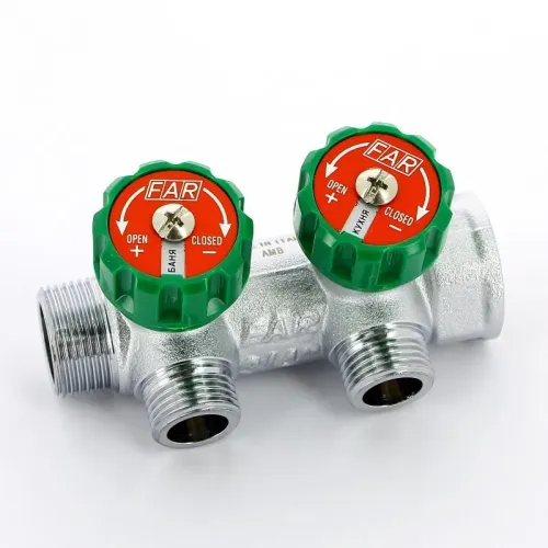 Регулирующий проходной коллектор FAR ВР-НР 1"х3/4" с 2 отводами FK 3821 134 TP