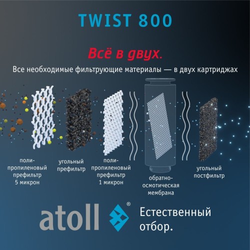 Прямоточная система обратного осмоса atoll TWIST 800 (без крана)