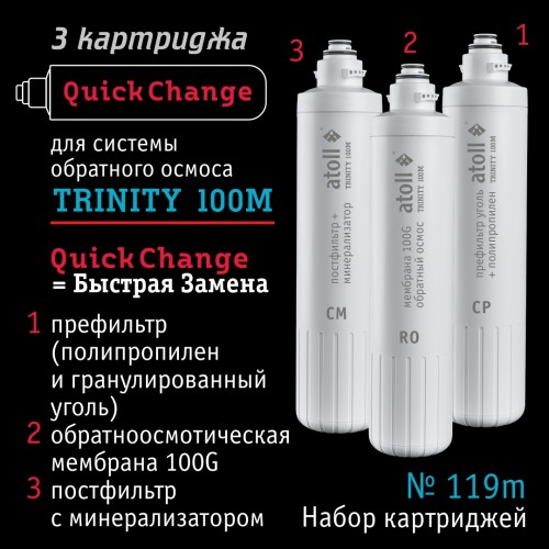 Набор картриджей atoll №119m  (для atoll TRINITY 100M)