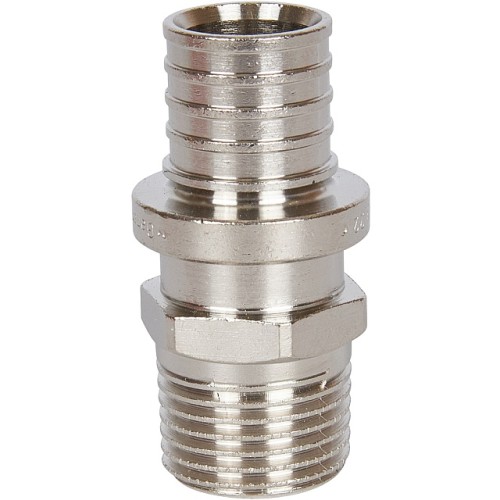 Переходник с наружной резьбой STOUT SFA-0001-200212 20х2.0x1/2 никелированный для труб из сшитого полиэтилена аксиальный