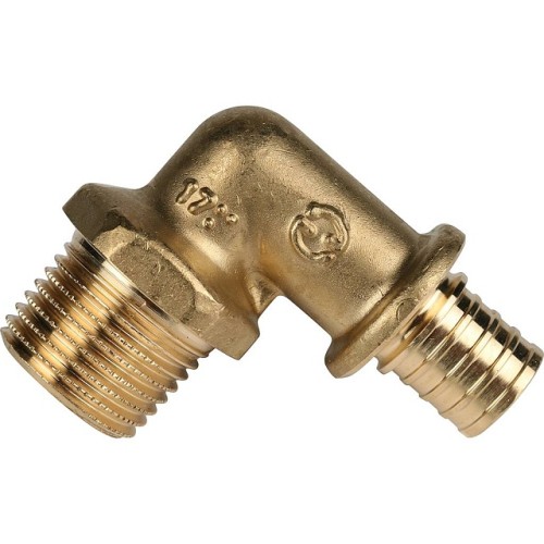 Угольник-переходник с наружной резьбой STOUT 16xR 1/2 для труб из сшитого полиэтилена аксиальный