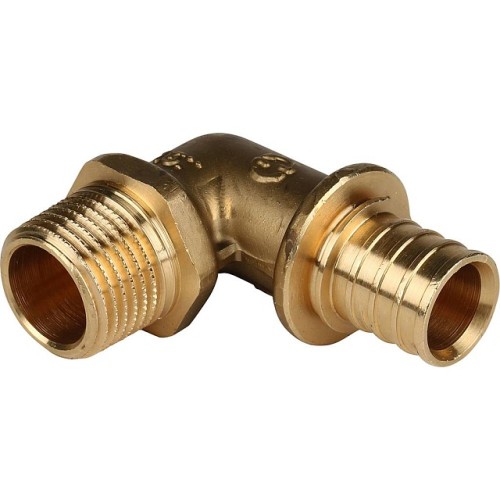 Угольник-переходник с наружной резьбой STOUT 20xR 1/2 для труб из сшитого полиэтилена аксиальный