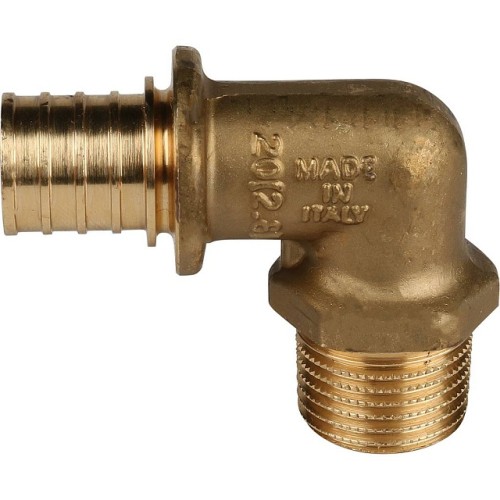 Угольник-переходник с наружной резьбой STOUT 20xR 1/2 для труб из сшитого полиэтилена аксиальный