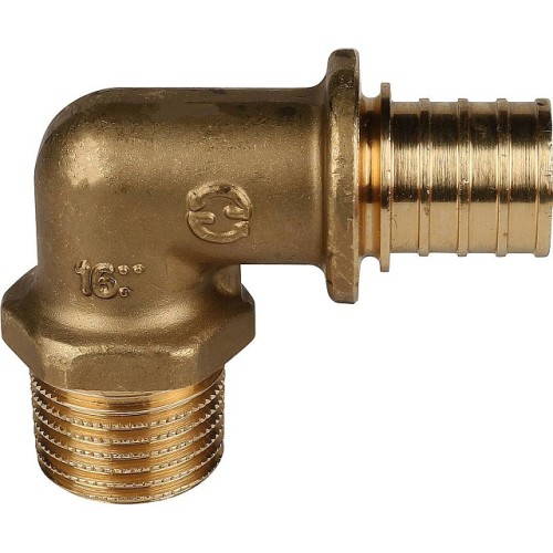 Угольник-переходник с наружной резьбой STOUT 20xR 1/2 для труб из сшитого полиэтилена аксиальный