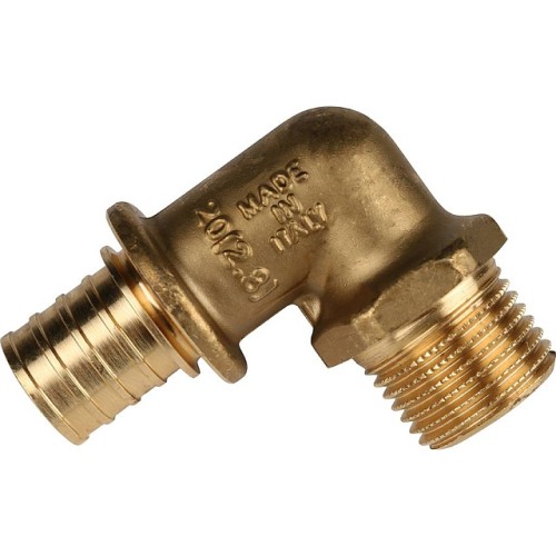 Угольник-переходник с наружной резьбой STOUT 20xR 1/2 для труб из сшитого полиэтилена аксиальный