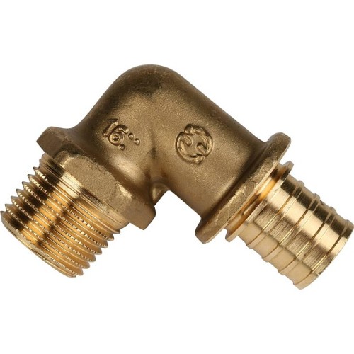 Угольник-переходник с наружной резьбой STOUT 20xR 1/2 для труб из сшитого полиэтилена аксиальный