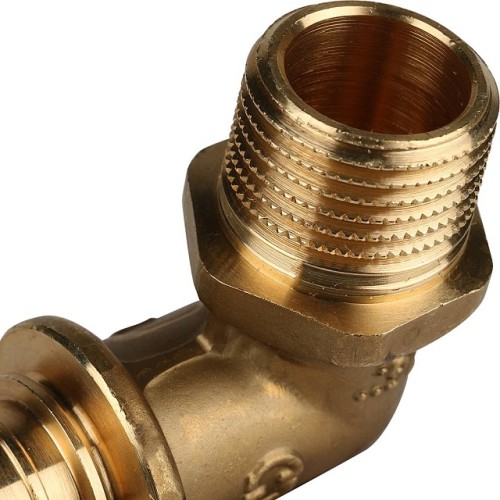 Угольник-переходник с наружной резьбой STOUT 20xR 1/2 для труб из сшитого полиэтилена аксиальный