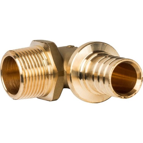 Угольник-переходник с наружной резьбой STOUT 25xR 3/4 для труб из сшитого полиэтилена аксиальный