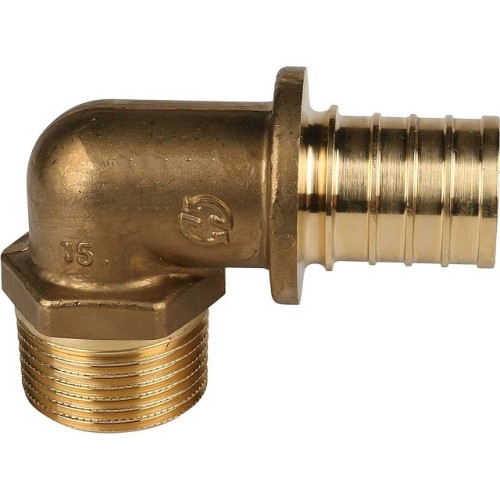 Угольник-переходник с наружной резьбой STOUT 32xR 1 для труб из сшитого полиэтилена аксиальный