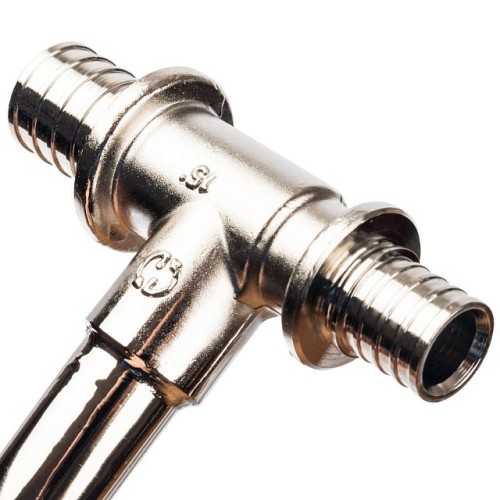 Трубка для подкл-я радиатора, Т-образная STOUT 20/15/16 для труб из сшитого полиэтилена аксиальный