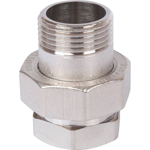 Разъемное соединение STOUT американка ВН 1 никелированное, уплотнение под гайкой по плоскости