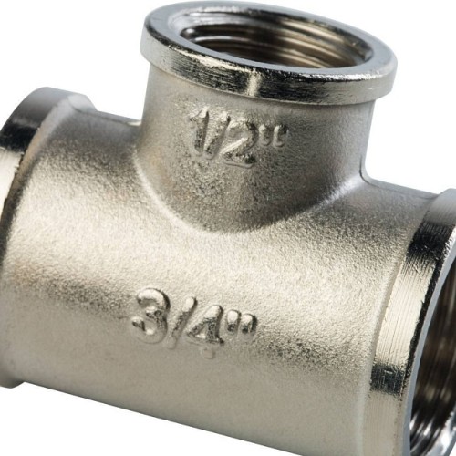 Тройник STOUT ВВ переходной никелированный 3/4X1/2X3/4