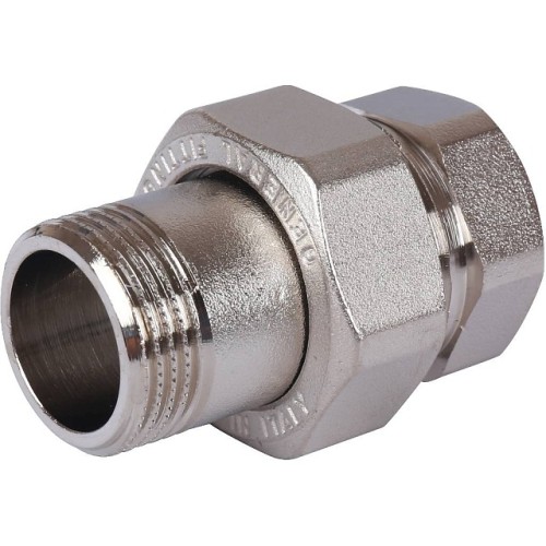 Разъемное соединение STOUT американка ВН 3/4 никелированное, уплотнение под гайкой по плоскости