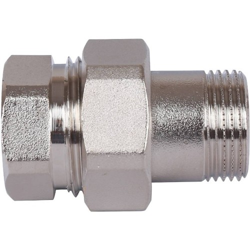 Разъемное соединение STOUT американка ВН 3/4 никелированное, уплотнение под гайкой по плоскости