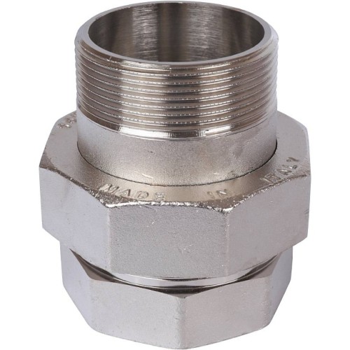 Разъемное соединение STOUT американка ВН 2 никелированное, уплотнение под гайкой по плоскости