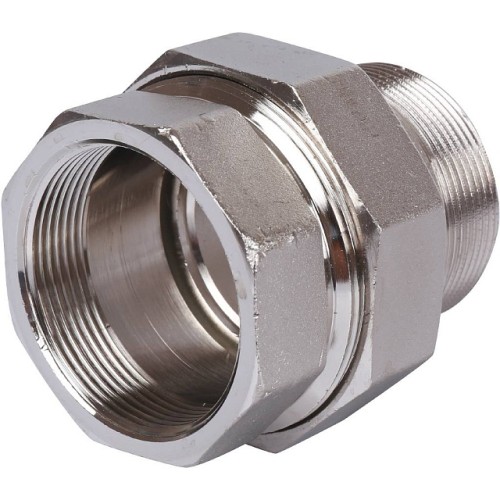 Разъемное соединение STOUT американка ВН 2 никелированное, уплотнение под гайкой по плоскости