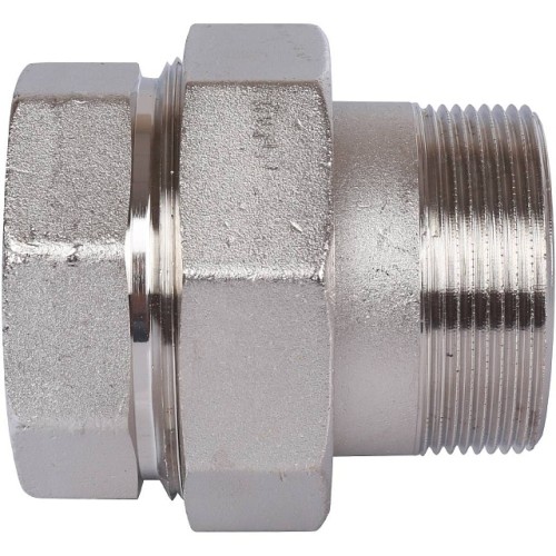 Разъемное соединение STOUT американка ВН 2 никелированное, уплотнение под гайкой по плоскости