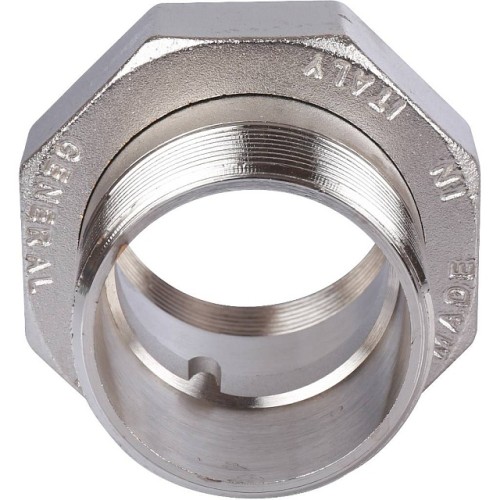 Разъемное соединение STOUT американка ВН 2 никелированное, уплотнение под гайкой по плоскости