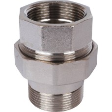 Разъемное соединение STOUT американка ВН 1 1/2 никелированное, уплотнение под гайкой по плоскости