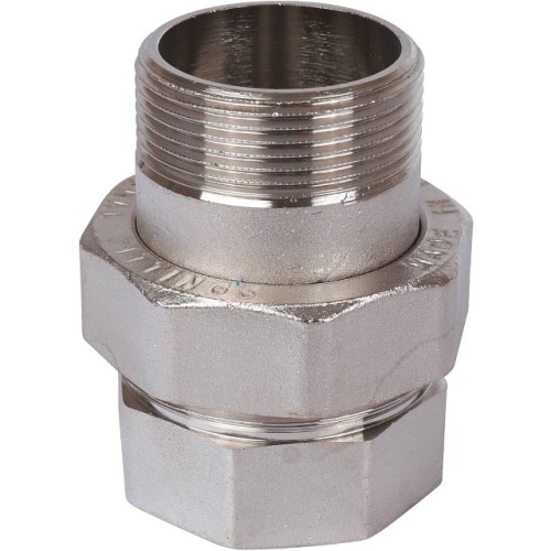 Разъемное соединение STOUT американка ВН 1 1/2 никелированное, уплотнение под гайкой по плоскости