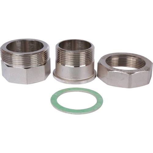 Разъемное соединение STOUT американка ВН 1 1/2 никелированное, уплотнение под гайкой по плоскости