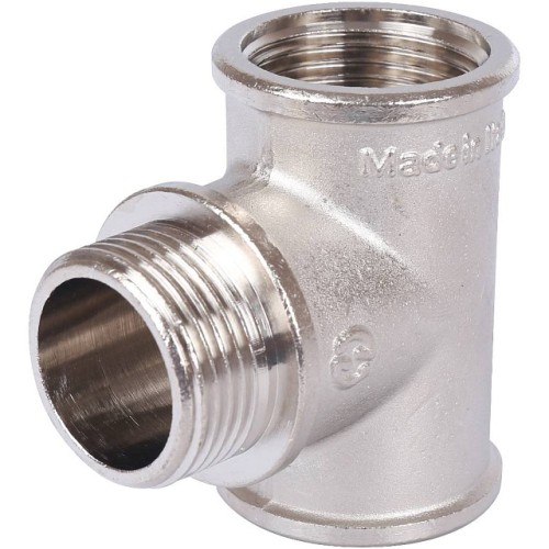 Тройник STOUT ВНВ никелированный 1 x1 x1