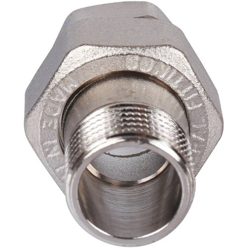 Разъемное соединение STOUT американка ВН 1/2 никелированное, уплотнение под гайкой по плоскости