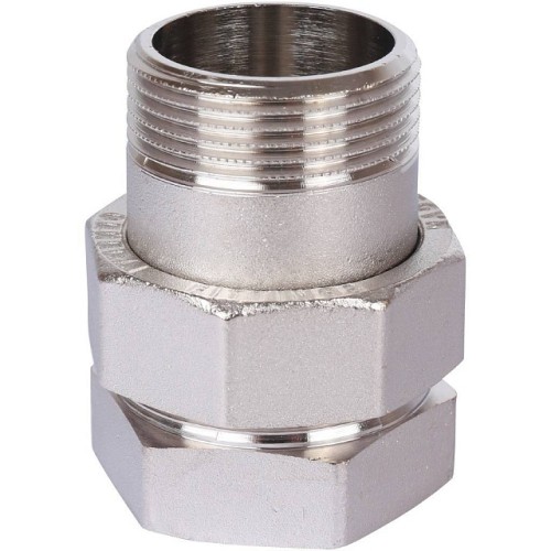 Разъемное соединение STOUT американка ВН 1 1/4 никелированное, уплотнение под гайкой по плоскости