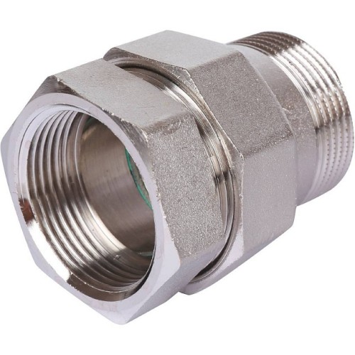 Разъемное соединение STOUT американка ВН 1 1/4 никелированное, уплотнение под гайкой по плоскости