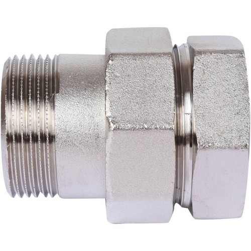 Разъемное соединение STOUT американка ВН 1 1/4 никелированное, уплотнение под гайкой по плоскости