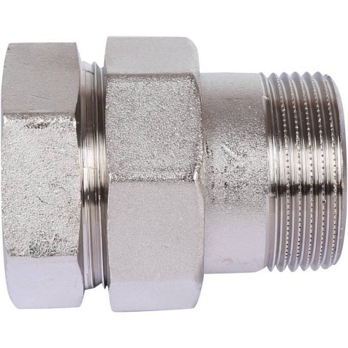 Разъемное соединение STOUT американка ВН 1 1/4 никелированное, уплотнение под гайкой по плоскости