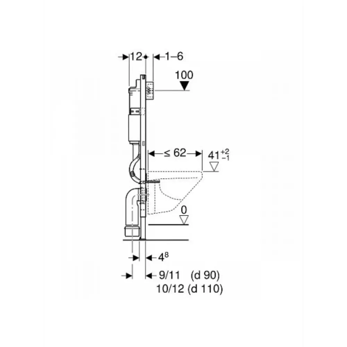 Инсталляция для унитаза Geberit 458.233.00.2в1 с кнопка смыва Geberit Alpha 115.040.21.5 хром