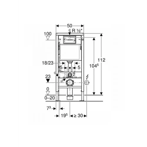 Инсталляция для унитаза Geberit 458.233.00.2в1 с кнопка смыва Geberit Alpha 115.040.21.5 хром