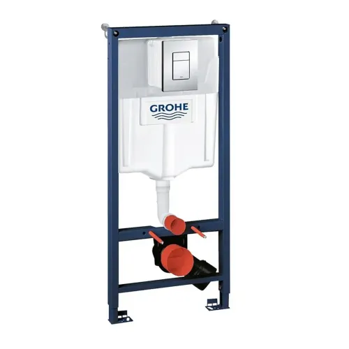Инсталляция для унитаза Grohe Rapid SL 38772001 с прямоугольной хромированной кнопкой