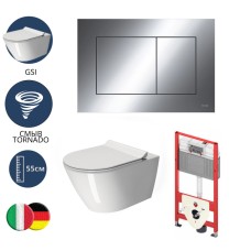 TECE TECEnow Комплект TECEbase 2.0 для установки подвесного унитаза с панелью смыва хром глянцевый TECEnow, унитазом GSI, сиденьем и крепежом хром глянцевый 10096012