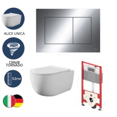 TECE TECEnow Комплект TECEbase 2.0 для установки подвесного унитаза с панелью смыва хром глянцевый TECEnow, унитазом Alice, сиденьем и крепежом хром глянцевый 10097012