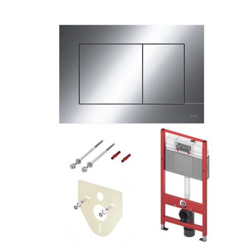TECE TECEnow Комплект TECEbase 2.0 для установки подвесного унитаза с панелью смыва хром глянцевый TECEnow, унитазом Alice, сиденьем и крепежом хром глянцевый 10097012