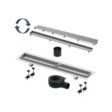 Комплект TECE TECElinus для монтажа дренажного канала 2 в 1 с основой для плитки tile и steel с мембраной Хром матовый 15103069