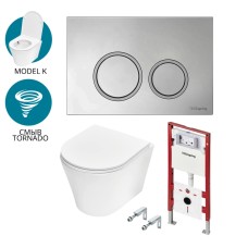 Комплект TECEspring K для установки подвесного унитаза с панелью смыва TECEspring R хром глянцевый контур клавиш хром матовый K401101WCK