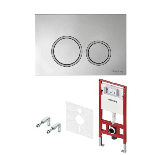 Комплект TECEspring S для установки подвесного унитаза с панелью смыва TECEspring R хром глянцевый контур клавиш хром матовый K401101WCS