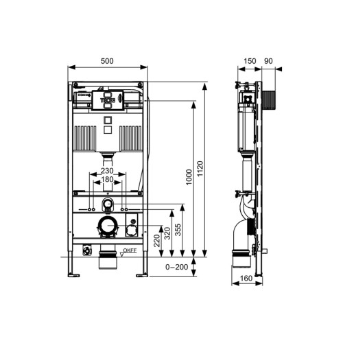 TECE TECEprofil Застенный модуль (h = 1120 мм) для установки унитаза TOTO Neorest 9300344