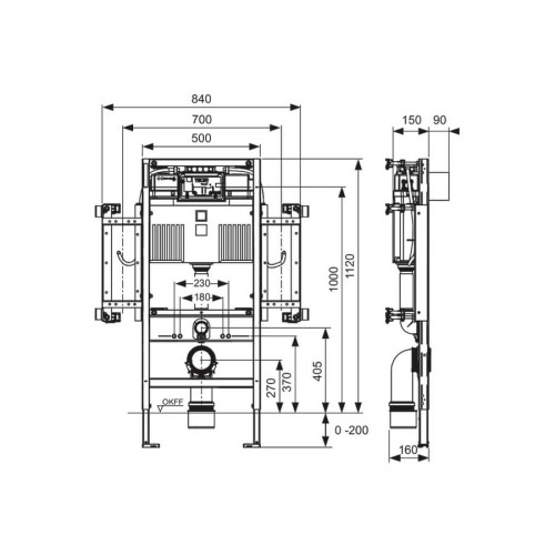 TECE TECEprofil Застенный модуль (h = 1120 мм) для людей с ограниченной подвижностью для установки подвесного унитаза 9300381