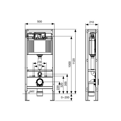 TECE TECEprofil Застенный модуль (h = 1120 мм) отдельностоящий с двойной рамой для установки подвесного унитаза 9500393