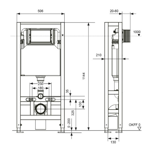 TECEspring Застенный модуль TECEspring на четырех опорах, высота 1144 мм S500393